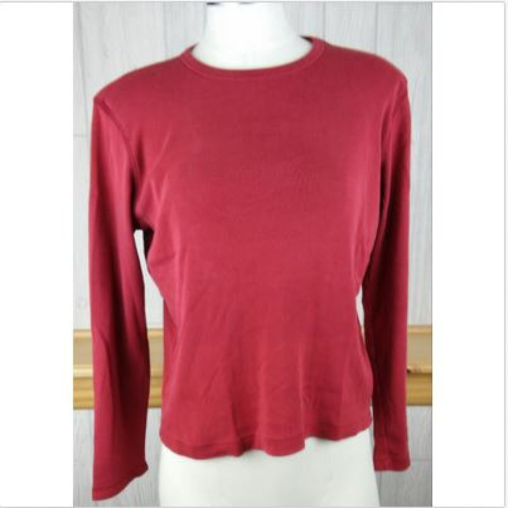 Vintage 90's Y2K Abercrombie & Fitch Brick Red Long Sleeve Top Henley Jr's Large